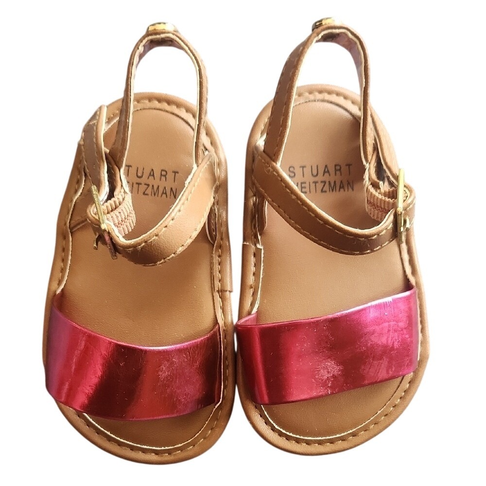 Stuart Weitzman Baby Infant Luxury Raspberry Pink Gold Sandals Size 3 Fancy